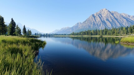 Fototapeta premium Mountain Lake Reflection
