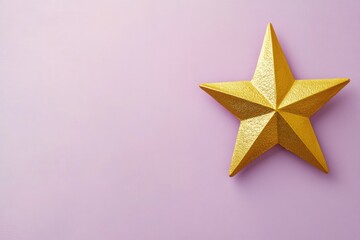 Obraz premium decorative golden star placed on smooth lavender background with subtle shadows