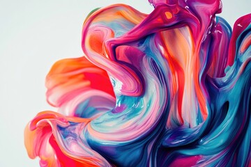 Obraz premium dynamic abstract layout featuring vibrant colors and flowing organic shapes on clean white background with generous