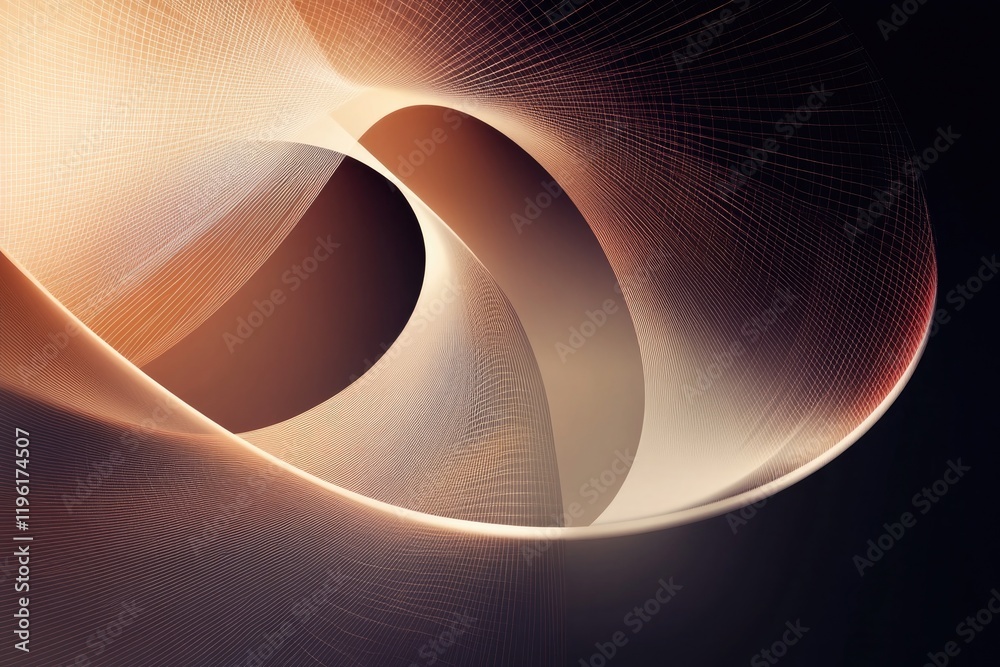 Poster dynamic creative layout with bold intersecting lines and soft gradient effects on neutral backdrop w