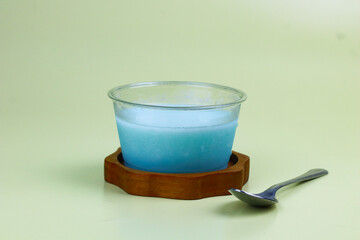 Silky pudding in a cup with isolated background.
