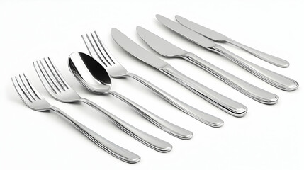 Elegant Stainless Steel Cutlery Set, silverware, flatware, dinnerware, table setting, chrome