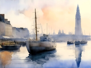 Le Havre French Landscape Painting Illustration Art