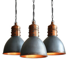 Trio of Vintage Industrial Pendant Lights