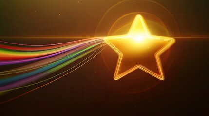 single glowing star icon surrounded by faint rainbow trails symbolizing inclusivity and hope