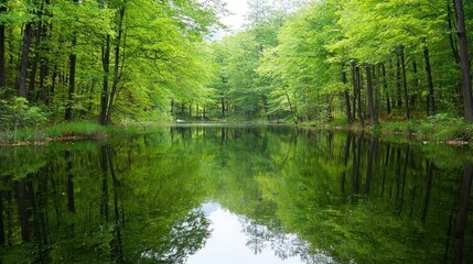 Fototapeta premium Serene Forest Lake Reflection