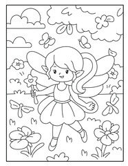 Beautiful fairy coloring pages for kids