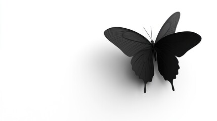 Fototapeta premium Black Butterfly on White Background