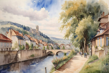 Limoges French Landscape Painting Illustration Art