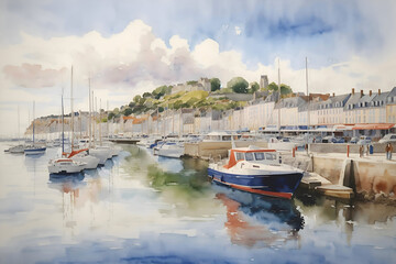 Lorient French Landscape Painting Illustration Art