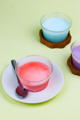 Silky pudding in a cup with isolated background.

