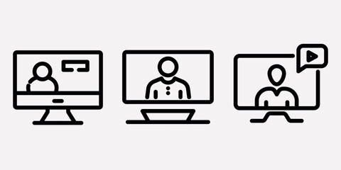 webinar outline or line icon design bundle.
