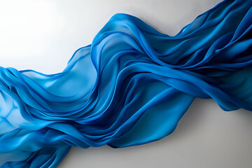 Flowing Blue Silk Fabric Drape, textile, waves, curves, elegant, luxurious