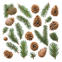A Festive Collection of Pine Cones and Sprigs