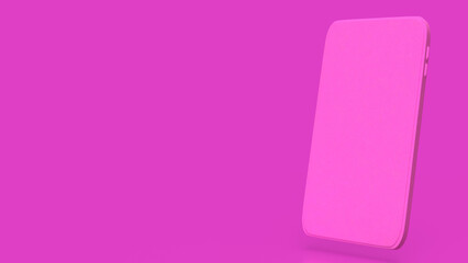 Smart phone on pink Background 3d Rendering.