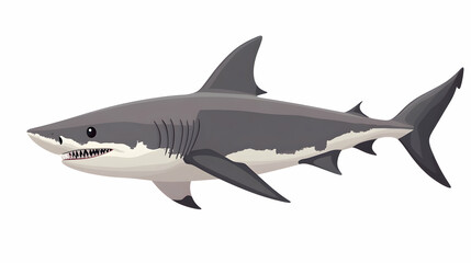 Naklejka premium Great White Shark Illustration, ocean, sea, marine life, animal, wildlife