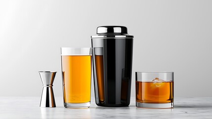 Cocktail Set with Whiskey Beer and Shaker