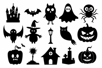 halloween icons set