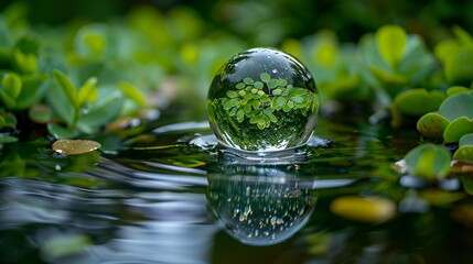 Glass Sphere Reflection in a Pond
