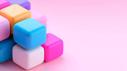 Obraz premium Colorful Cube Stack on Pink Background
