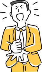 閃いて笑顔になる男性社員