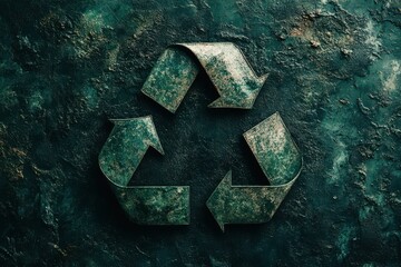 recycling symbol made of mixed garbage 