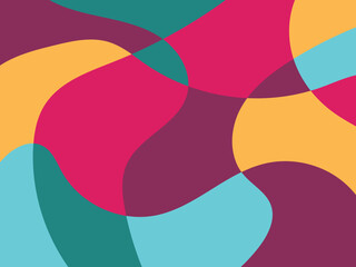 Abstract multicolored organic mosaic illustration design background. Colors: yellow, orange, red, maroon, cyan, turquoise.