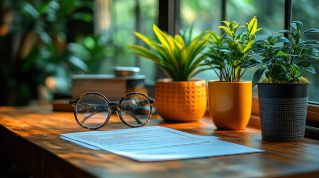 A neatly formatted job application with a polished resume and cover letter placed on a sleek desk