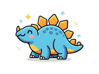 Fototapeta premium Cartoon style vector illustration. Cute stegosaurus on white background,art,funny,zoo,cute