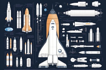 Naklejka premium Comprehensive Rocket & Spacecraft Diagrams