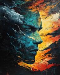 An abstract and haunting portrayal of a man with bipolar disorder