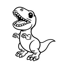 fun roaring tyrannosaurus t-rex dinosaur cartoon character isolated drawing line style sketch classic vintage design illustration