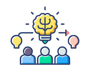 Collaborative Innovation and Brainstorming Concept Illustration,ollaborative innovation icon Vector