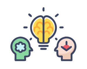 Collaborative Thinking and Innovation Concept with Light Bulb and Human Heads