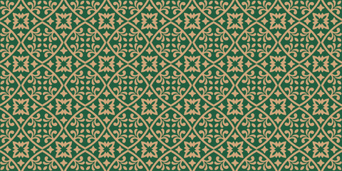 Islamic Seamless geometric pattern in authentic arabian Subtle simple golden islamic design style. 