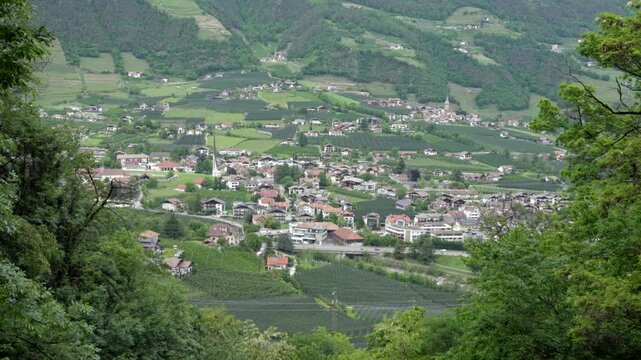 View towards the town of Algund - Lagundo, South Tyrol, Italy