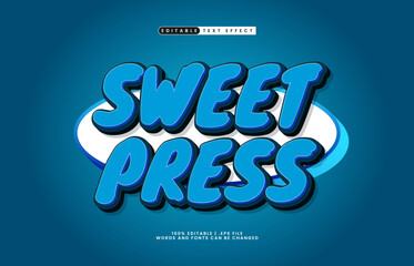 sweet press editable text effect in 3d style