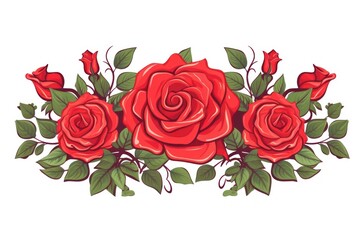 Obraz premium Red rose pattern cartoon flower.