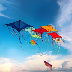 kite in the sky, Kites flying with sky background