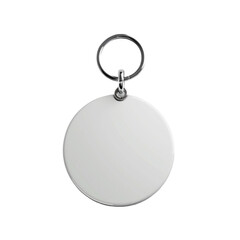 Round White Keychain Isolated on Transparent Background
