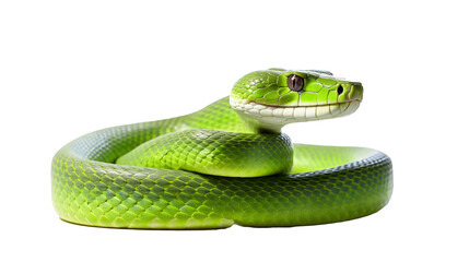 Obraz premium green snake on white background