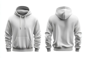 White hoodie mockup, front and back view, isolated on white background. (7)