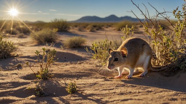 Sentinel's Journey: A Giant Kangaroo Rat's Burrow in the Desert