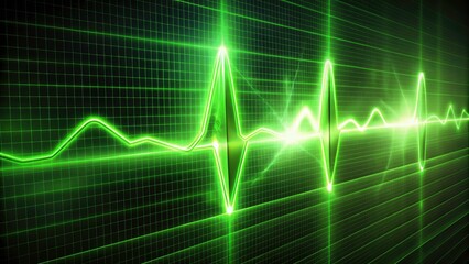 Green Digital Heartbeat, Abstract Background, Light Effects, Conceptual Photography, EKG Graph