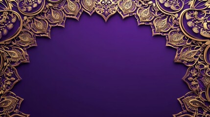 purple copy space background with gold Indian pattern