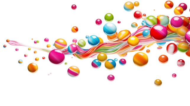 colorful candy isolated on transparent white background, clipping path