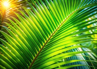 Fototapeta premium Macro Palm Fronds: Lush Green Texture Background - Vibrant Tropical Photography