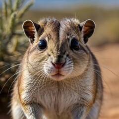 Obraz premium Close Connection: The Charm of a Giant Kangaroo Rat in the Desert