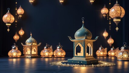 Obraz premium Lantern in a dark space for Ramadhan