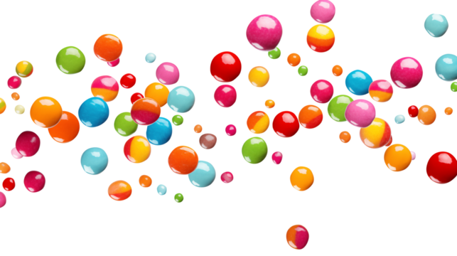 colorful candy isolated on transparent white background, clipping path